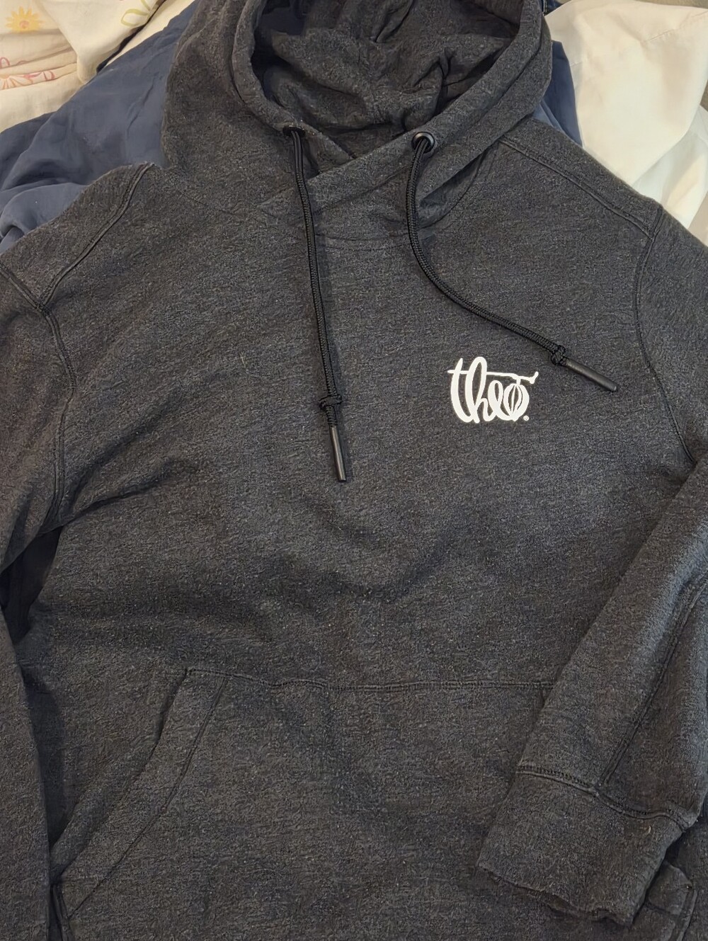 Theo Soft Charcoal Hoodie With Front Pocket.